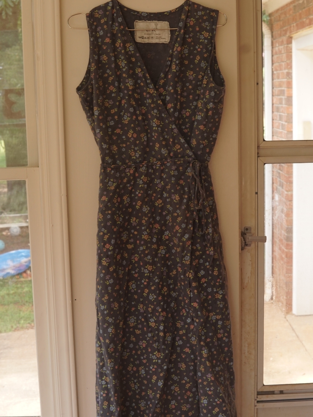 Dusky Floral Althea Linen Wrap Dress (Discontinued)